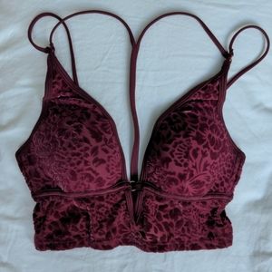 PINK Velvet Floral Plunge Longline Bralette
